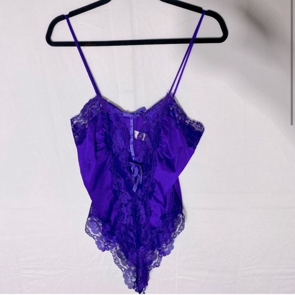 Vintage Purple Satin & Lace Teddy Lingerie With Sheer Jacket M - Picture 2 of 15